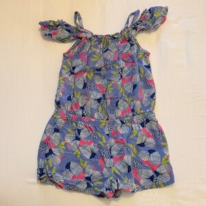 Cat & Jack Leafy Patterned Kids Romper - Blue, Pink, Green